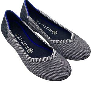 Rothy's Birdseye 8 Gray Checkered Knit round toe Flat casual shoes loafers